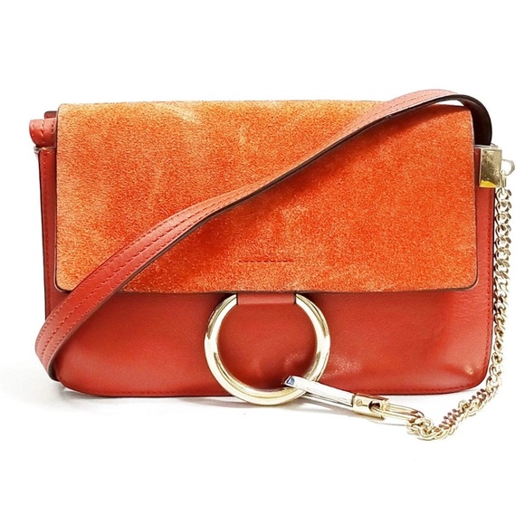 Chloe Handbags - Authentic Chloe Faye Suede & Leather Shoulder Crossbody Bag   Orange 🍊